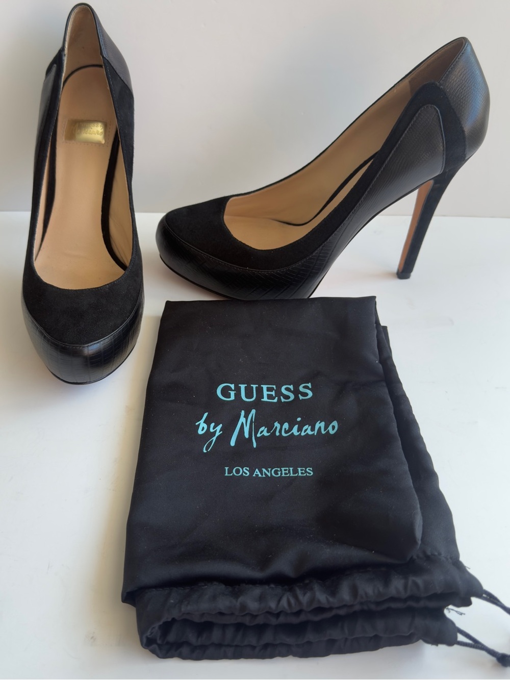 Guess Marciano Black Women's Pumps High Heels Round Toe Leather Sole Size 38/8M